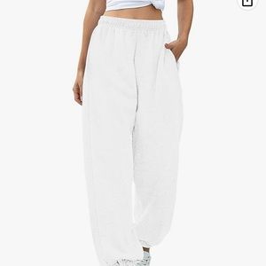 White Women's High Waisted Sweatpants Workout Active Joggers Pants Baggy Lounge